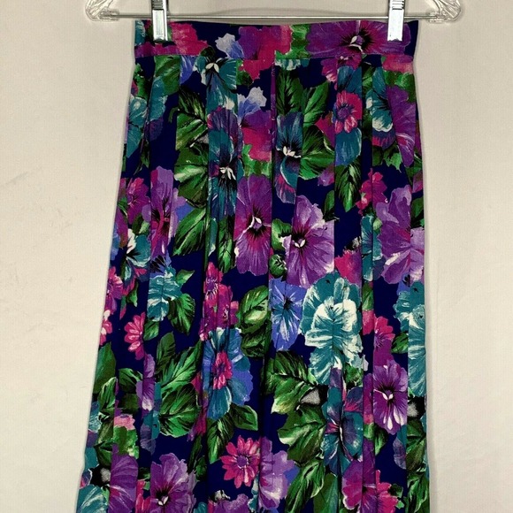 Vintage Womens Matching Top And Skirt Set Medium 8 10 Purple Floral Grannycore - Picture 9 of 12